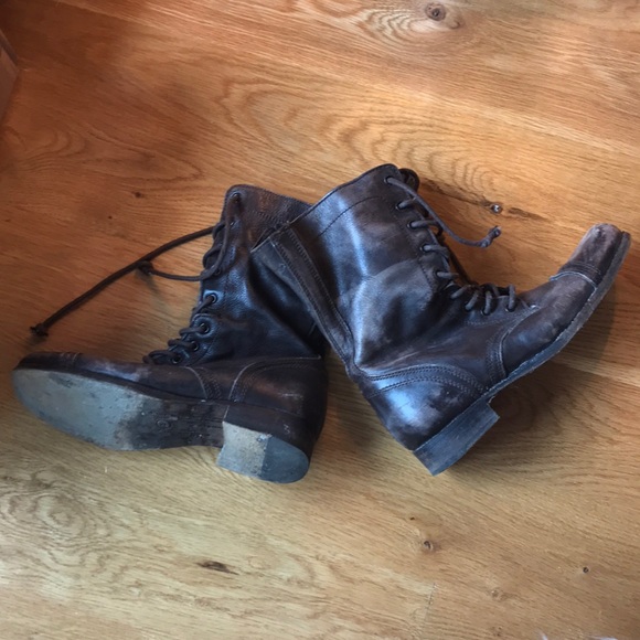 Rare All Saints distressed brown combat boot - Picture 5 of 8
